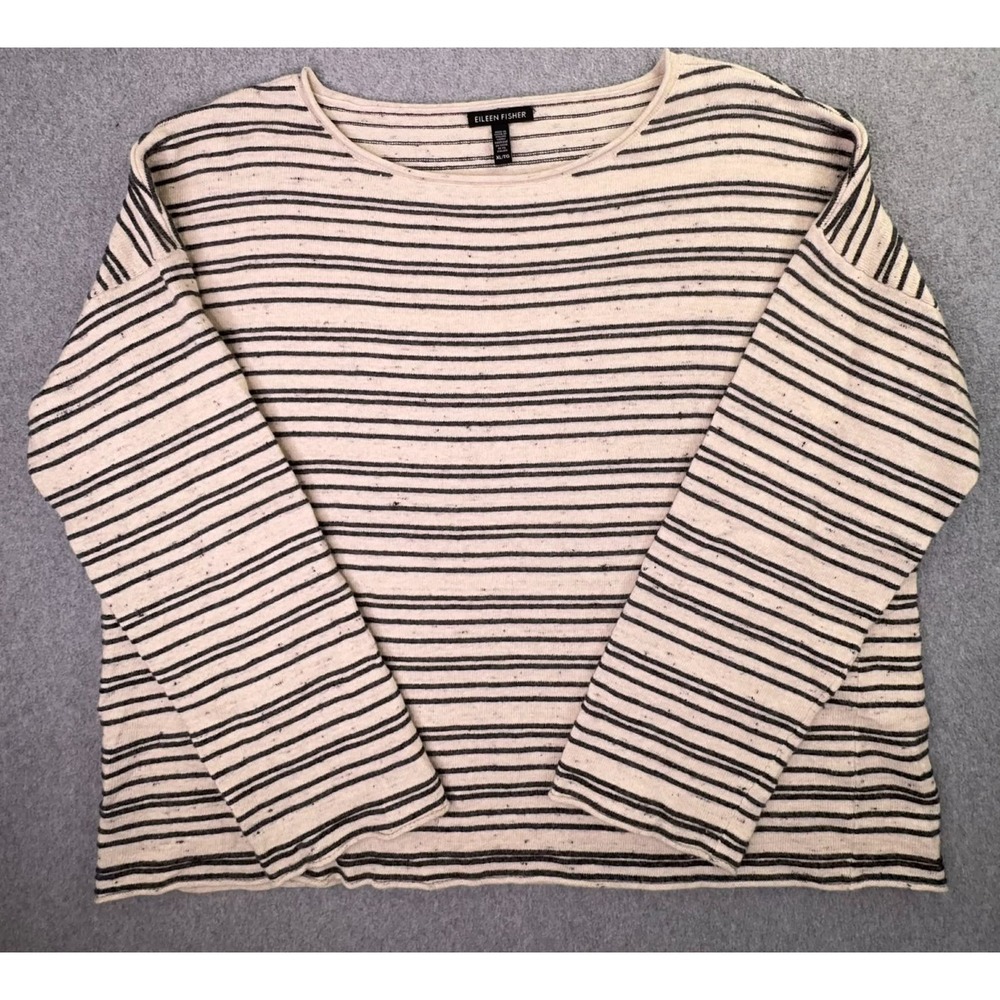 Eileen Fisher Sweater Women's Size XL‎ Striped Wool Blend Italian Yarn Classic